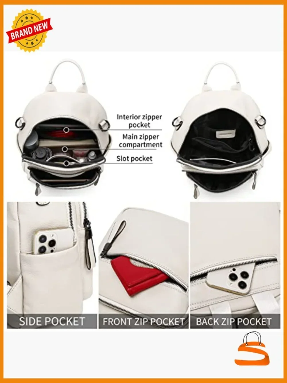 Genuine Leather Backpack Purse Women Real Soft Leather Travel Convertible